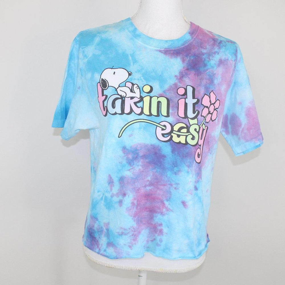Snoopy Takin It Easy Blue Tie Dye Graphic Tshirt